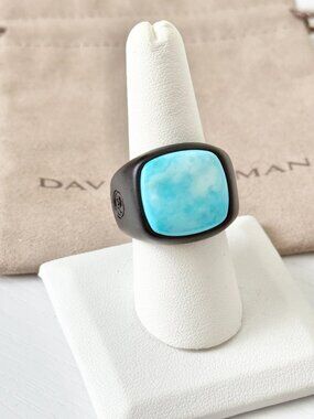 David Yurman Men's Turquoise  Exotic Stone Ring Band Size 10US